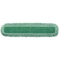 36 in L Dust Mop, Hook-and-Loop Connection, Fringe End, Green, Microfiber