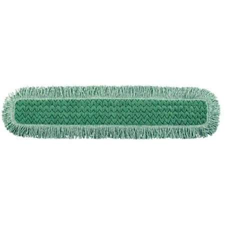 36 in L Dust Mop, Hook-and-Loop Connection, Fringe End, Green, Microfiber