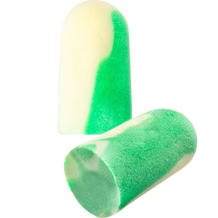 Not Applicable Disposable Foam Earplugs, Bullet Shape, 32 dB, Green, White, 200 PK