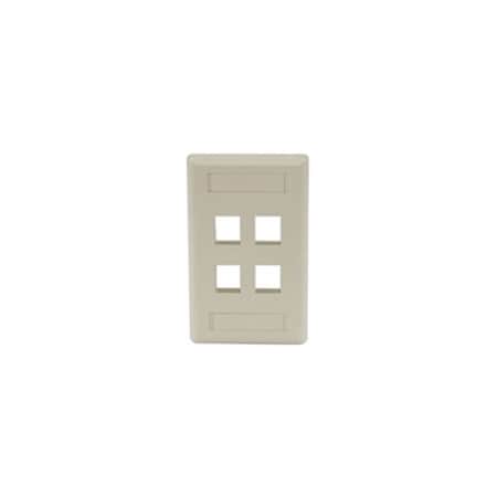 Hubbell 4 Sockets Faceplate - 4 x Socket(s) - 1-gang - Electric Ivory