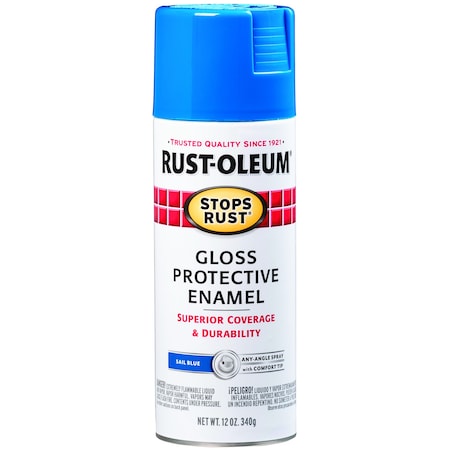 Spray Paint, Sail Blue, Gloss, Solvent, 12 oz