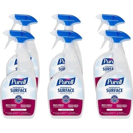 Foodservice Surface Sanitizer, Trigger Spray Bottle, 32 oz Container Size, Ready to Use, 6 PK