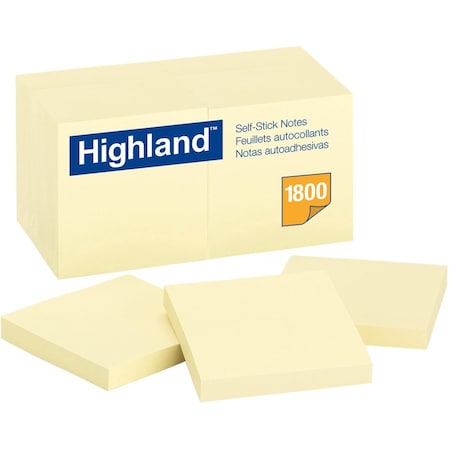 Note,3""x3"",Yellow,PK18
