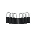Keyed Padlock, Open, Rectangular Aluminum Body, Hardened Steel Shackle, 3/4 in W, 6 PK
