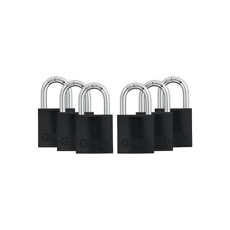 Keyed Padlock, Open, Rectangular Aluminum Body, Hardened Steel Shackle, 3/4 in W, 6 PK