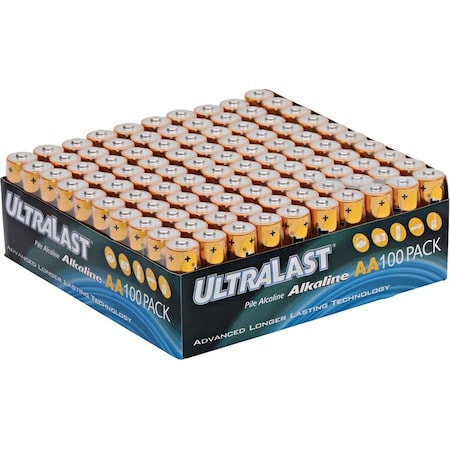 General Purpose Alkaline Battery, AA Size, 1.5 V DC, Includes 100