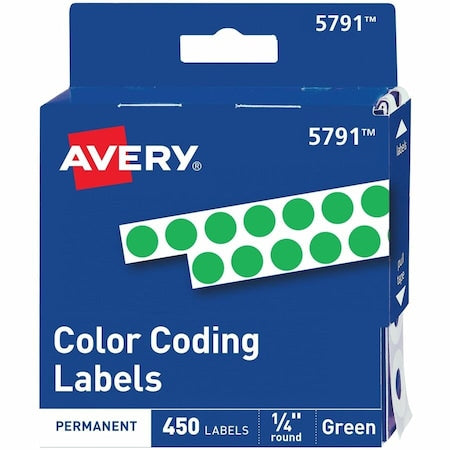 Label, 0.25"Round, Green, PK450