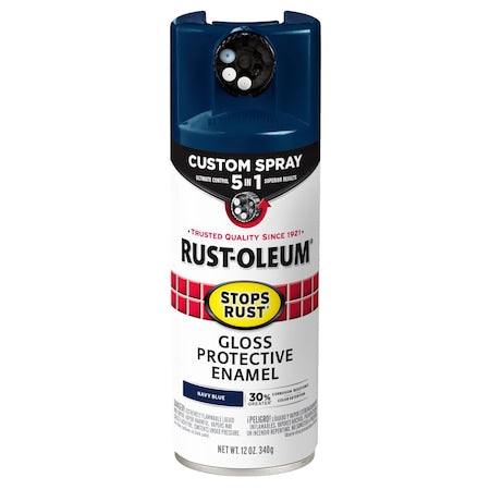 Rust Preventative Spray Paint, Navy Blue, Gloss, Solvent, 12 Oz