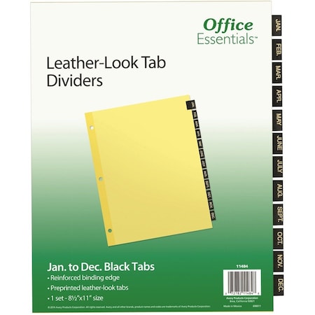 Black Leather Preprinted Tab Dividers