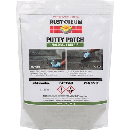 Patching Compound, 3 lb Container Size, Bag, Putty Patch, Gray