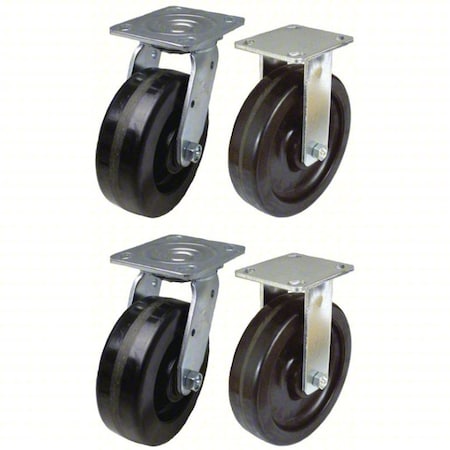 PlateCaster, Rigid, Swivl, Phenolic, 5 5/8"H