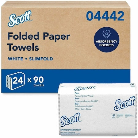 Scott Control Slimfold Multifold Paper Towels, 1 Ply, 90 Sheets, White, 24 PK