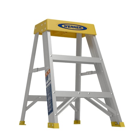2-Step Aluminum Step Stool with 300 lb. Load Capacity in Silver/Black