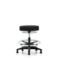 Rutledge Fab Stool without Back-Medium Bench Height with Chr Foot RingandStat Glides in Black Fab