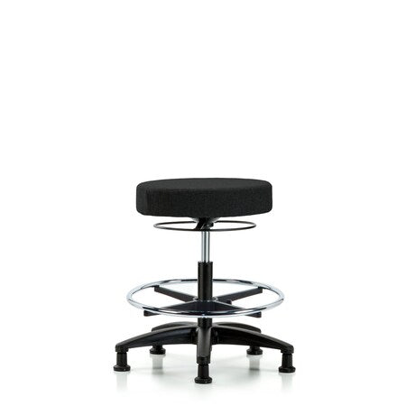 Rutledge Fab Stool without Back-Medium Bench Height with Chr Foot RingandStat Glides in Black Fab