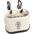 Canvas Bucket, Aerial Oval Tool Bucket with Hooks, Molded Polypropylene Bottom, 15 Pockets