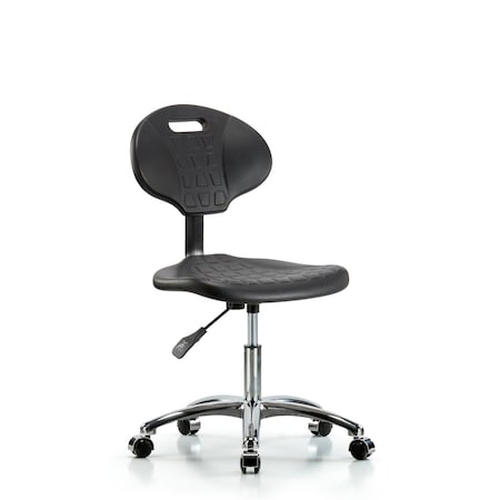 Desk Chair Erie Desk Chair, Chrome, Casters, No Arms, 17-1/2" to 22-1/2" Height, Black; Blue