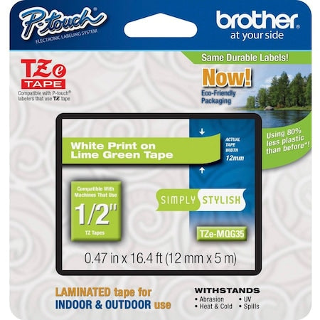 Label, White/Lime Green, .47" x 16.4 ft.