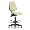 High Bench Chair No Arms, 26" to 35" Height, Vinyl, Adobe White