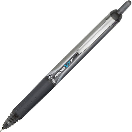 Precise V7RT Rollerball Pen, Retractable, Fine 0.7 mm, Black Ink, Black Barrel, PK12