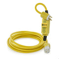 SJTW GFCI Extension Cord, 14 AWG, Outdoor, 14/3, 1 Outlets, 5-15R, Yellow, Polycarbonate, 5-15P