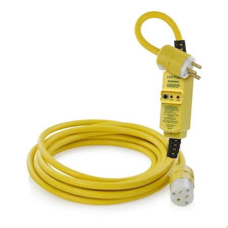 SJTW GFCI Extension Cord, 14 AWG, Outdoor, 14/3, 1 Outlets, 5-15R, Yellow, Polycarbonate, 5-15P