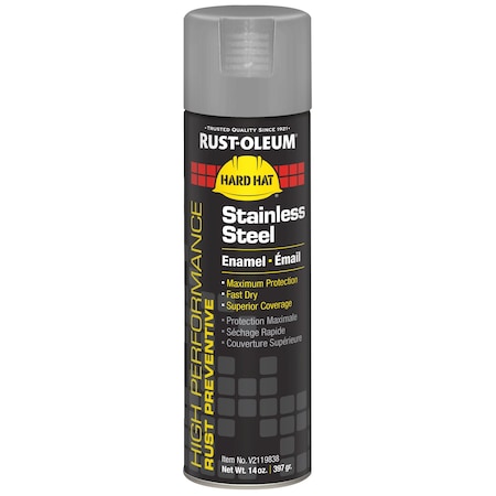 Rust Preventative Spray Paint, Stainless Steel, Gloss, Solvent, 14 oz