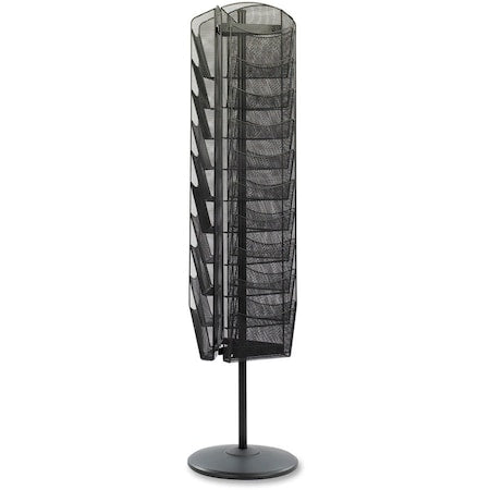 Rotating Magazine Stand, 30-Pocket, Black