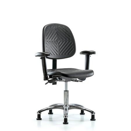 Desk Chair Dsk Chair, Med, Poly, Bk Chr, Tilt AA, Glides, Adjustable Arms, 17" to 22" Height