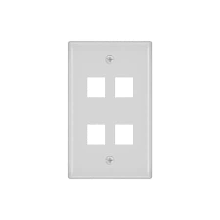 WallPlate, Blank, 4 Hole, White