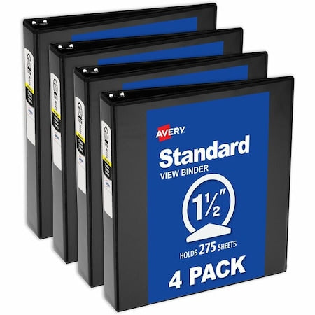 Economy View 3 Ring Binders, 1.5 in, PK4