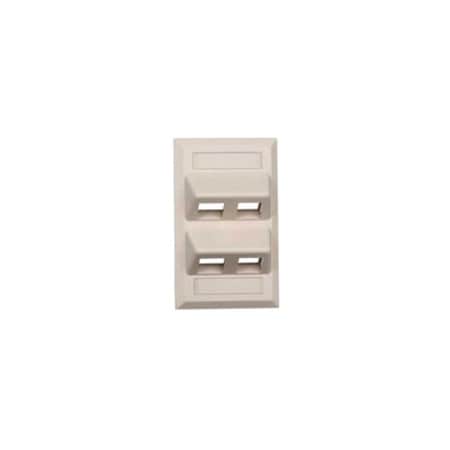 Hubbell 4 Socket Single Gang Network Faceplate - 4 x Total Number of Socket(s) - 1-gang - Office White - 4 x RJ-45 Port(s)