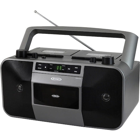 Portable Stereo CD Player Dual Cassette Deck Recorder with AM/FM Radio
