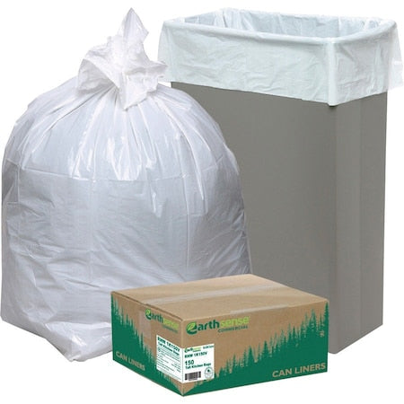 13 gal Trash Can Liners, 24 in x 33 in, Extra Heavy-Duty, 0.85 mil, White, 150PK