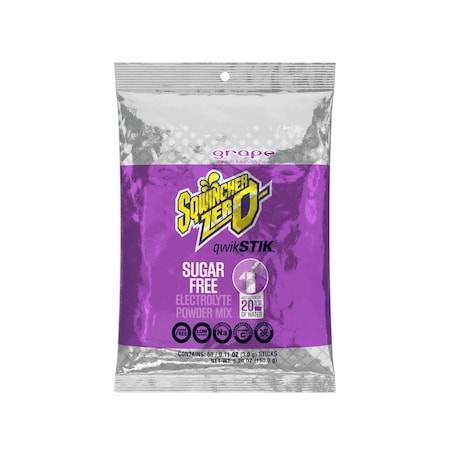 Qwik Stik®, Sugar Free Drink Mix Powder, 20 oz Yield per .11 oz Pack, Grape, 50PK