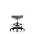 Rutledge Fab Stool without Back-Medium Bench Height with Chr Foot RingandStat Glides in Gray Fab