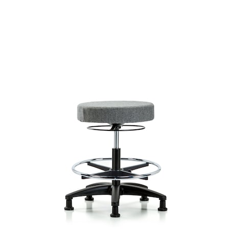 Rutledge Fab Stool without Back-Medium Bench Height with Chr Foot RingandStat Glides in Gray Fab