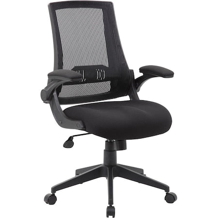 Task Chair, Black Back, 27 in W 27" L 44" H, Flip, Mesh Seat