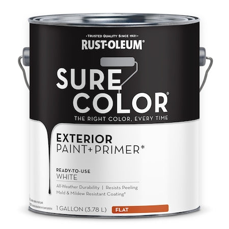 Exterior Paint and Primer, Flat, Water Base, White