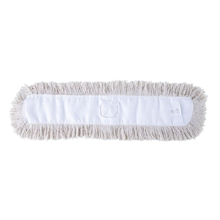 36 in L Dust Mop, Tabs/Pockets Connection, Cut-End, White, Cotton