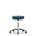 Rutledge Fabric Stool without Back Chrome - Medium Bench Height with Casters in Blue Fabric