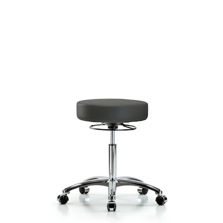 Rutledge Vin Stool without Back Chrome-Medium Bench Height with Casters in Charcoal Trailblazer Vin