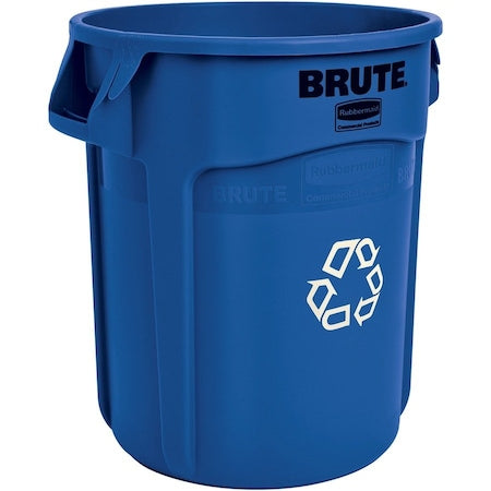 20 gal Round Recycling Bin, Open Top, Blue, Polyethylene, 1 Openings
