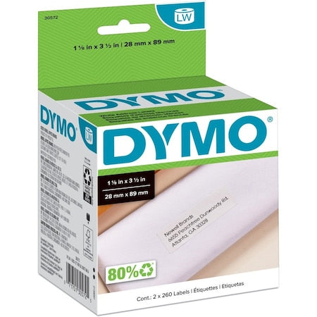 Address Label, 1-1/8x3-1/2, White, PK520