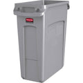 Slim Jim 16 gal Rectangular Slim-Profile Plastic Can, Gray, None, Plastic, 11 in