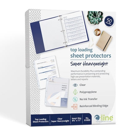 8-1/2" x 11" Clear Super Heavyweight Poly Sheet Protectors, 50/BX