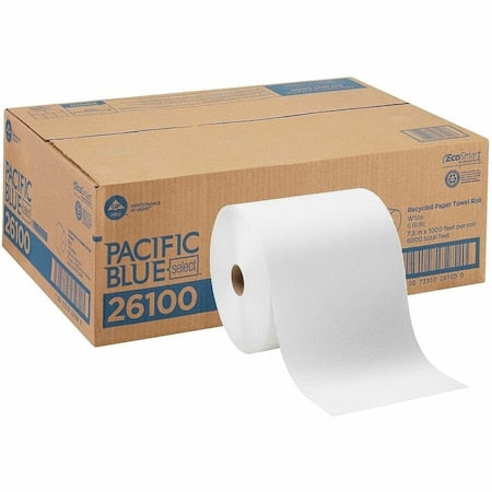 Pacific Blue Select Hardwound Paper Towels, 1 Ply, Continuous Roll Sheets, 1000 ft, White, 6 PK