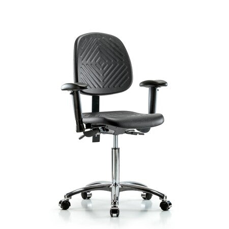 Medium Bench Chair Poly Med Ben Chair Med Bk Cast, Adjustable Arms, 19-1/2" to 27-1/2" Height