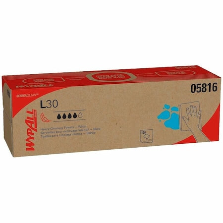 Wypall L30 DRC Towels (05816), Strong and Soft Wipes, White, 120 Sheets / Pop-Up Box