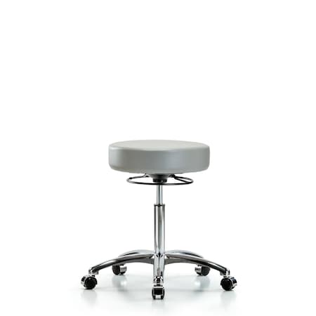Rutledge Vin Stool without Back Chrome - Medium Bench Height with Casters in Dove Trailblazer Vin